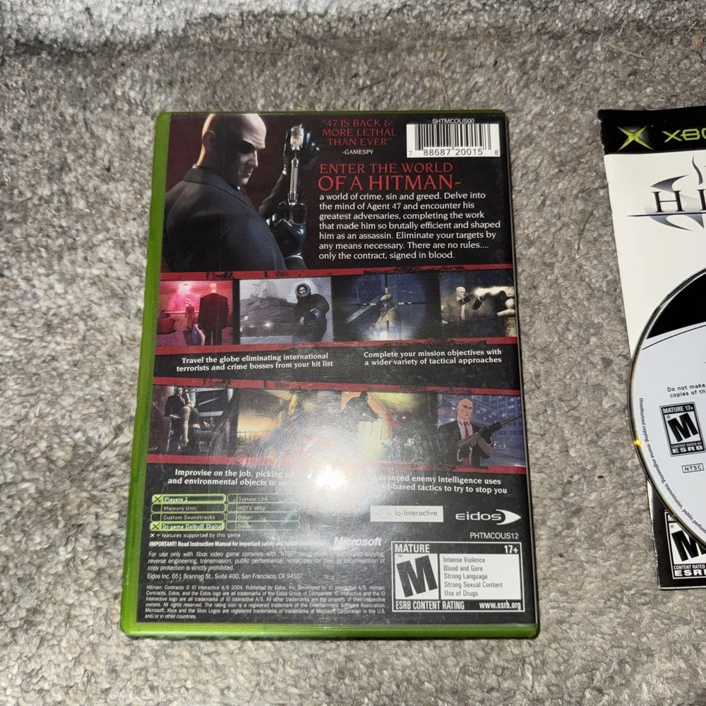 Hitman Contracts Xbox Video Game Complete With Manual CIB